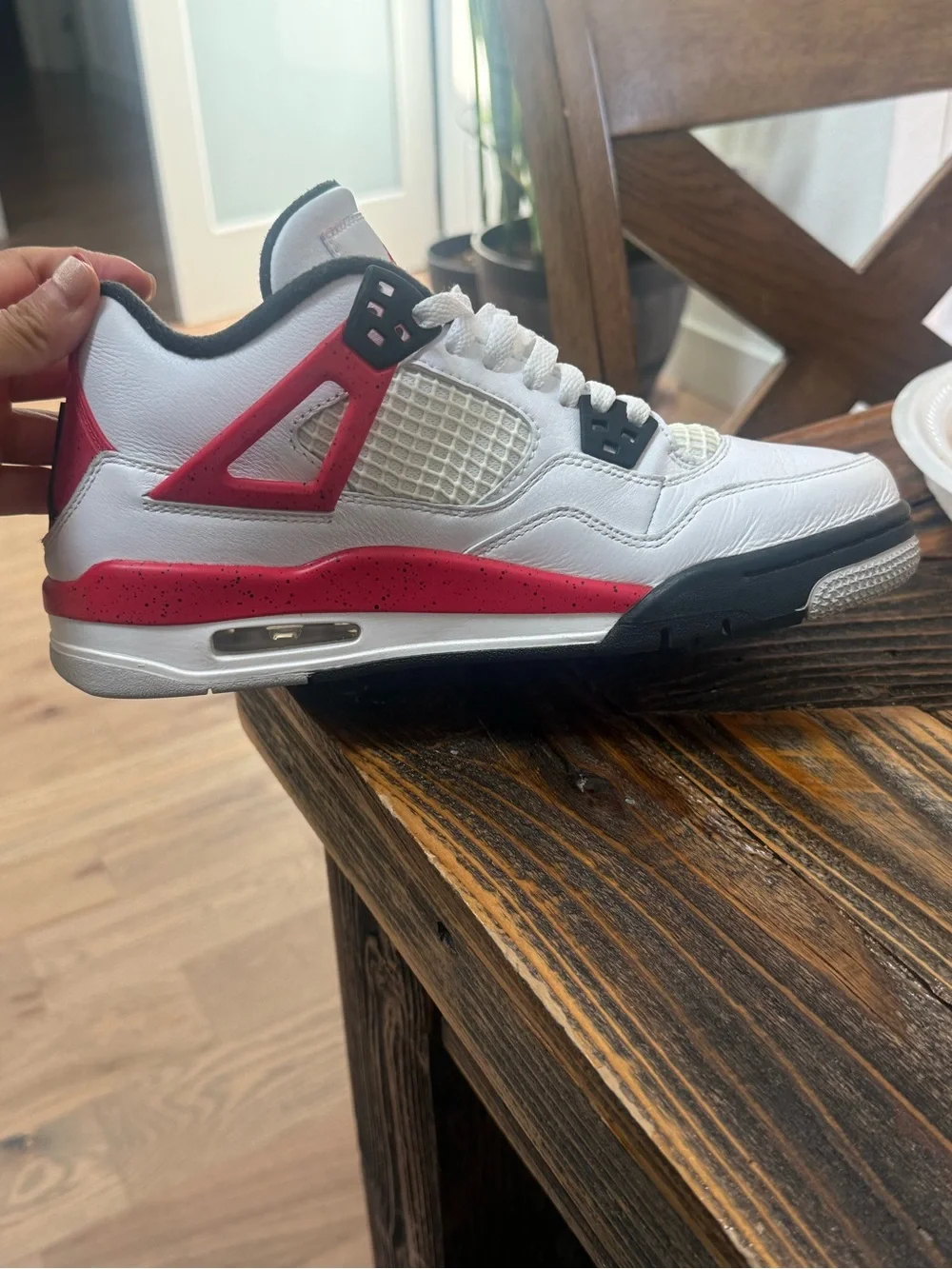 Jordan Men’s White and Red Retro Basketball Sneakers